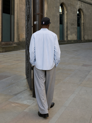 Classic Oxford Stripe Shirt – Mist Blue – model back