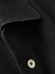 Softline Long Sleeve Polo – Jet Black – close-up detail