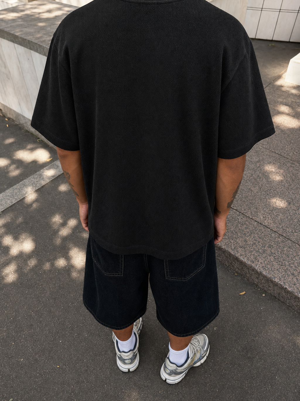 Classic Gridweave Box Fit Tee - Noir
