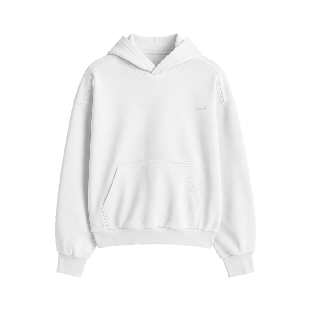 Signature Relaxed Hoodie – Arctic White