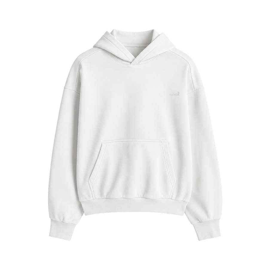 Signature Relaxed Hoodie – Arctic White