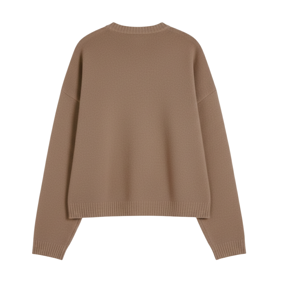 JACQUARD KNITWEAR MUDDY BROWN SWEATER