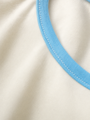 Coastline Ringer Tee – Sky Blue – close-up detail