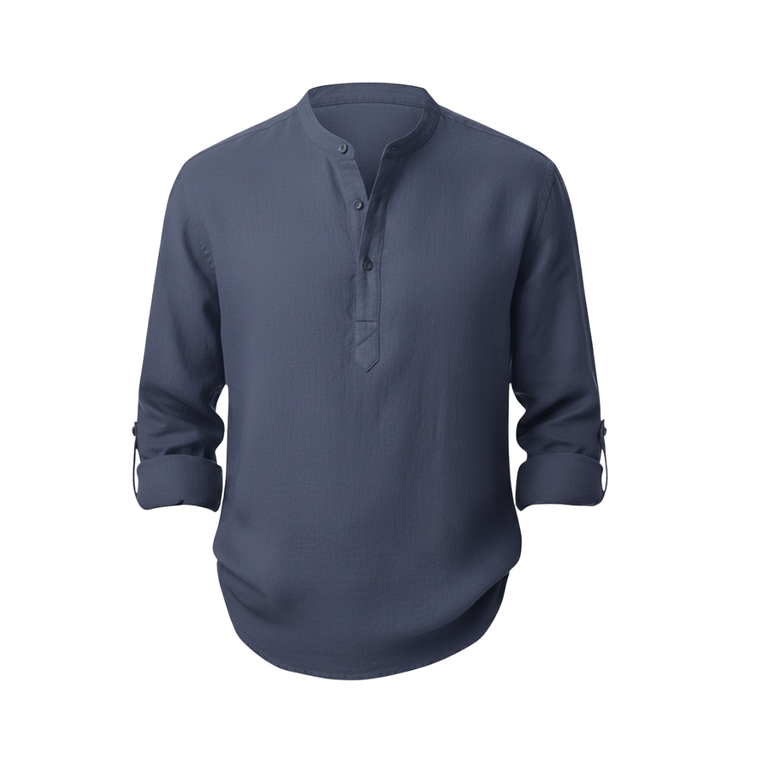 CAPRI LINEN SUMMER SHIRT NAVY BLUE