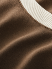 Coastline Ringer Tee – Cocoa – close-up detail