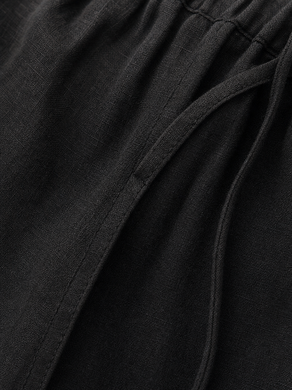 LINEN PANTS BLACK – close-up detail