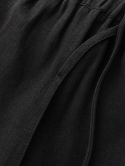 LINEN PANTS BLACK – close-up detail