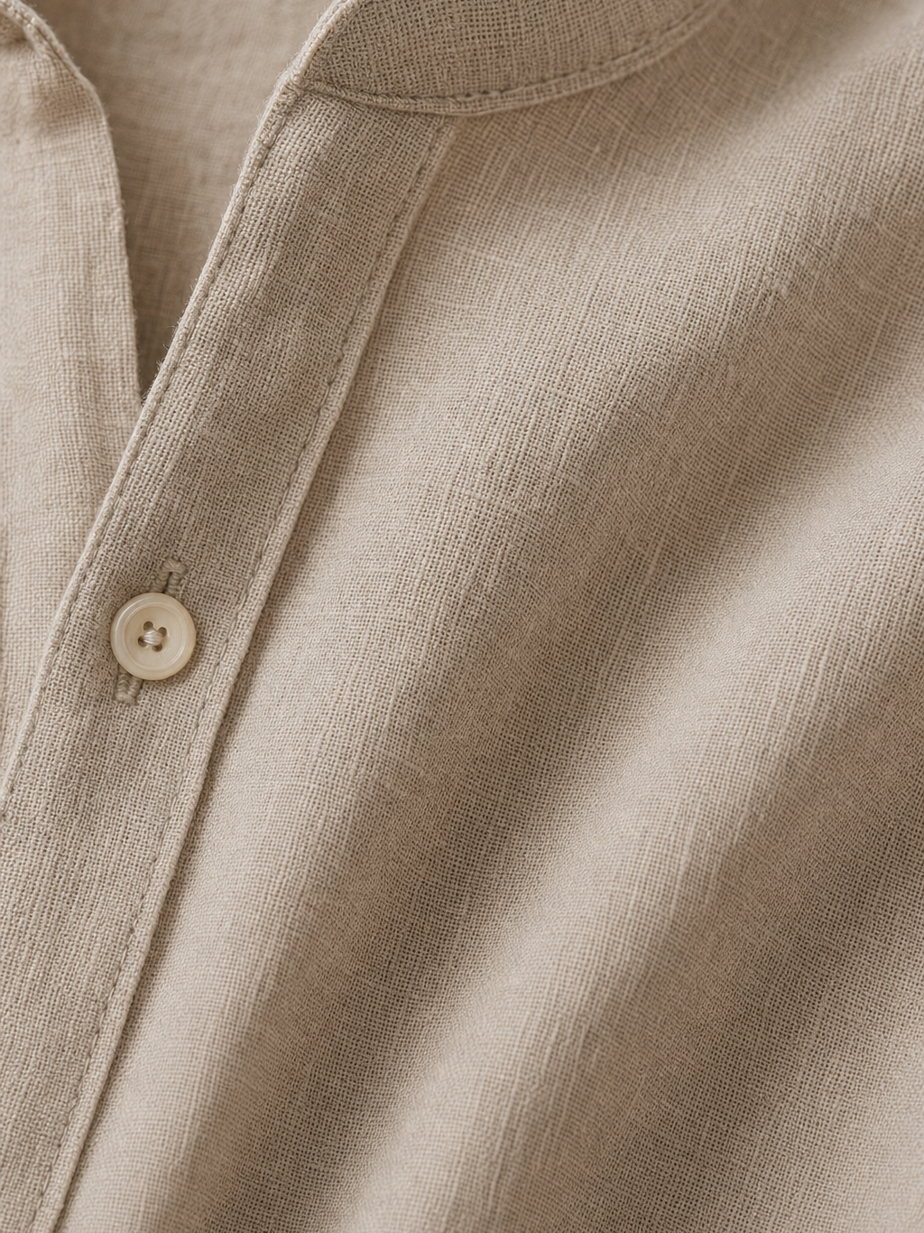 CAPRI LINEN  SUMMER SHIRT BEIGE – close-up detail