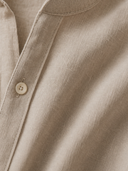 CAPRI LINEN  SUMMER SHIRT BEIGE – close-up detail
