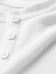 Reserve Waffle Henley - White – close-up detail