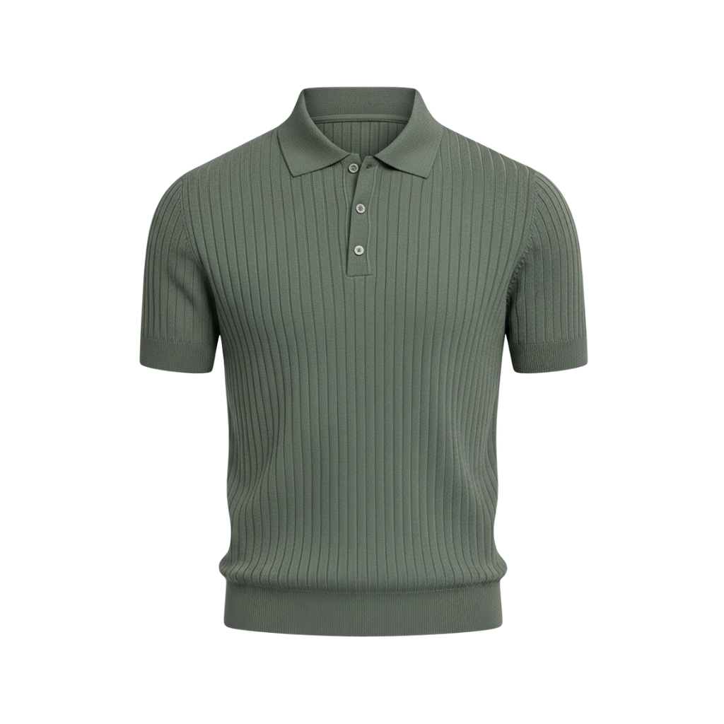 KNITTED POLO SWEATSHIRT GREEN