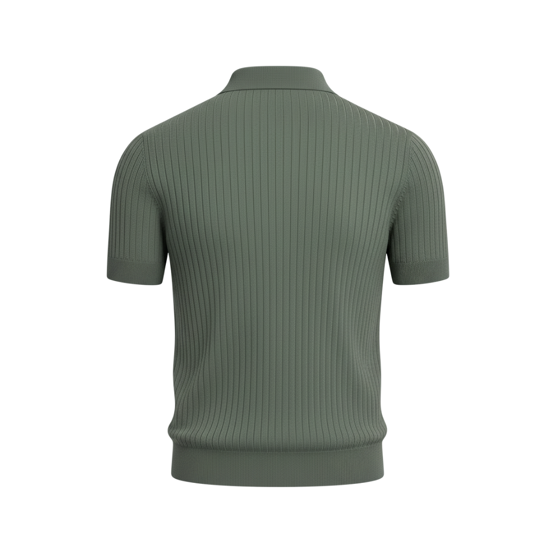 KNITTED POLO SWEATSHIRT GREEN