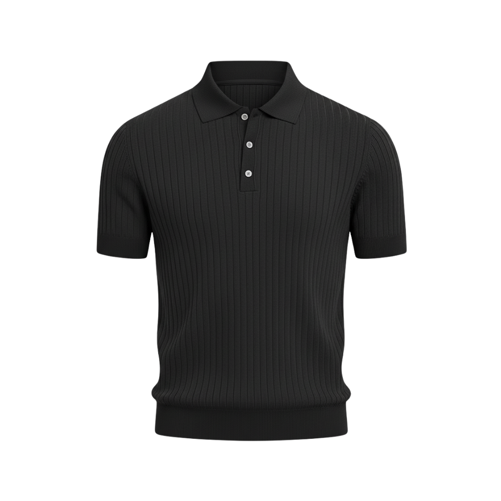 KNITTED POLO SWEATSHIRT BLACK