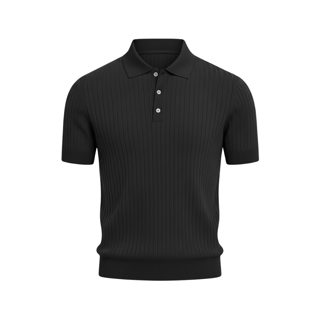 KNITTED POLO SWEATSHIRT BLACK