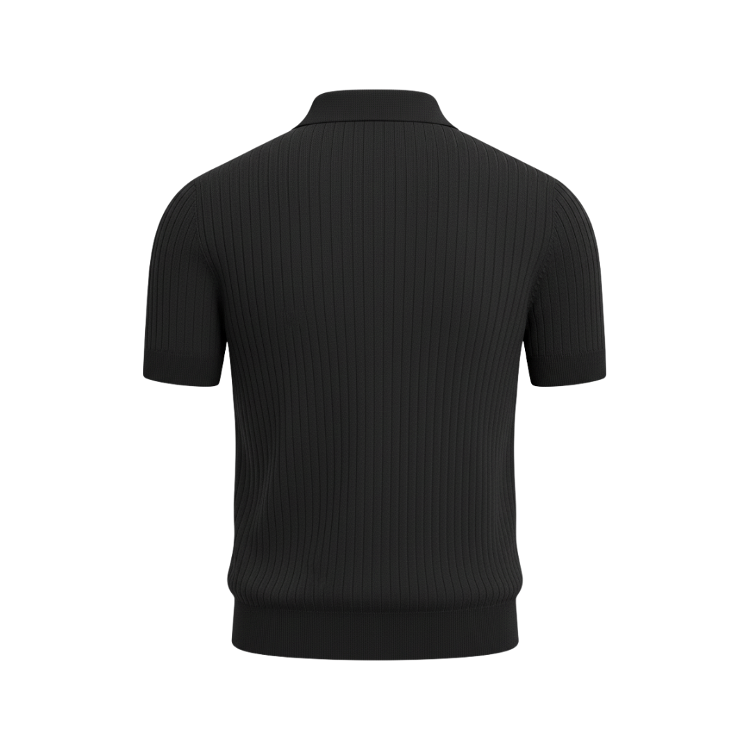 KNITTED POLO SWEATSHIRT BLACK
