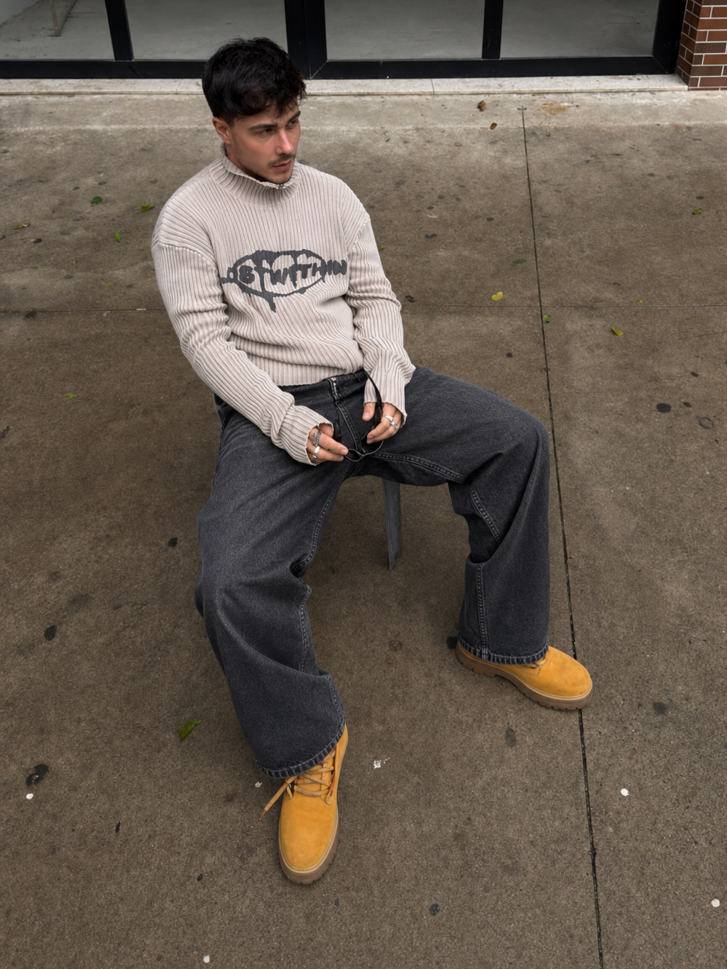 The Signature House Denim – Ash Graphite – model front