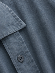 Harbor Linen Blend Shirt - Slate Blue – close-up detail