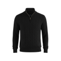 ZIPPED CABLE SWEATER BLACK