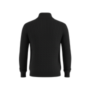 Heritage Cable Knit Quarter-Zip Sweater – Noir Black