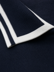 Monaco Knit Polo – Deep Navy – close-up detail