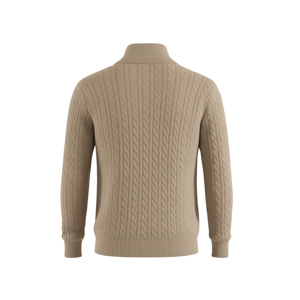 ZIPPED CABLE SWEATER BEIGE