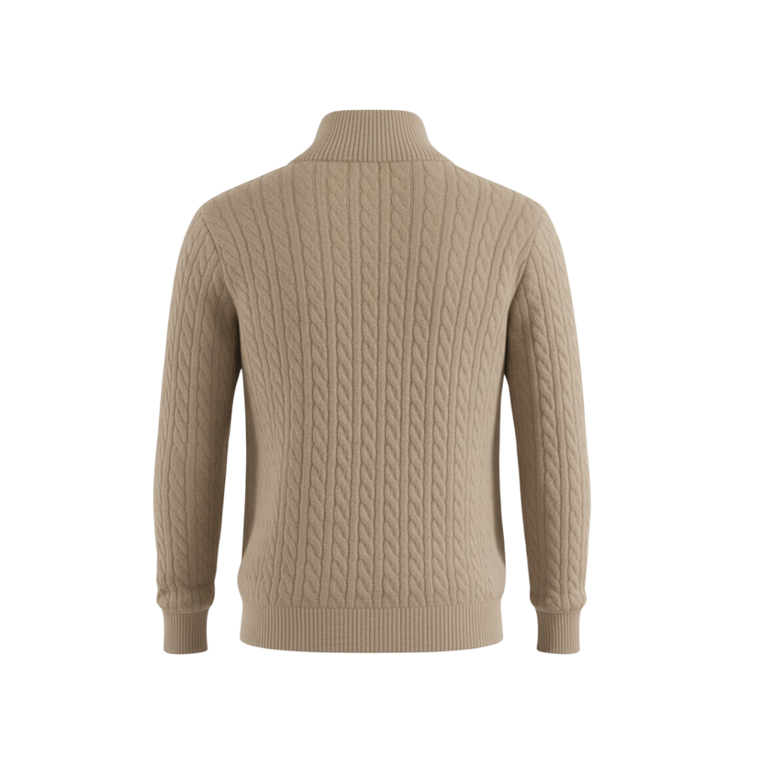 ZIPPED CABLE SWEATER BEIGE