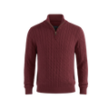 ZIPPED CABLE SWEATER BURGANDY