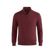Heritage Cable Knit Quarter-Zip Sweater – Burgundy