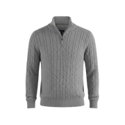 Heritage Cable Knit Quarter-Zip Sweater – Heather Grey