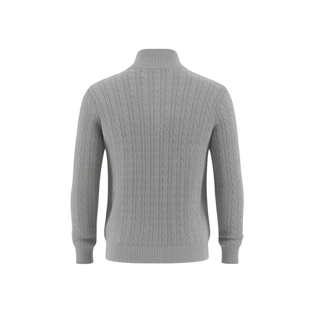 ZIPPED CABLE SWEATER GREY