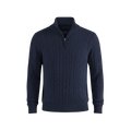ZIPPED CABLE SWEATER NAVY BLUE