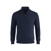 Heritage Cable Knit Quarter-Zip Sweater – Navy Blue