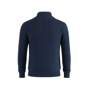 Heritage Cable Knit Quarter-Zip Sweater – Navy Blue