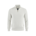 ZIPPED CABLE SWEATER WHITE