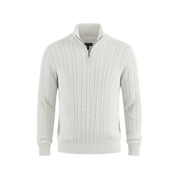Heritage Cable Knit Quarter-Zip Sweater – White