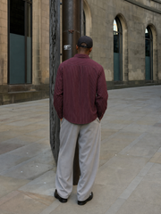 Valencrest Signature Stripe Shirt - Bordeaux Rouge – model back