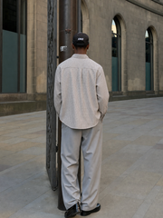 Estate Loom Weave Shirt – Oat – model back