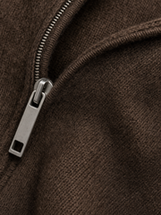 Meridian AirTouch Quarterzip Polo – Dark Cocoa – close-up detail