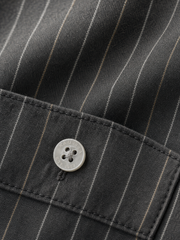 Classic Oxford Stripe Shirt – Charcoal – close-up detail
