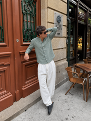 Viremont Premium Linen Shirt - Sage Verdant – model front