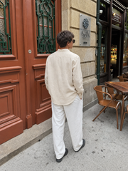 Viremont Premium Linen Shirt - Sandstone Beige – model back