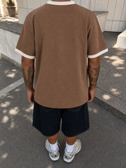 Coastline Ringer Tee – Cocoa – model back