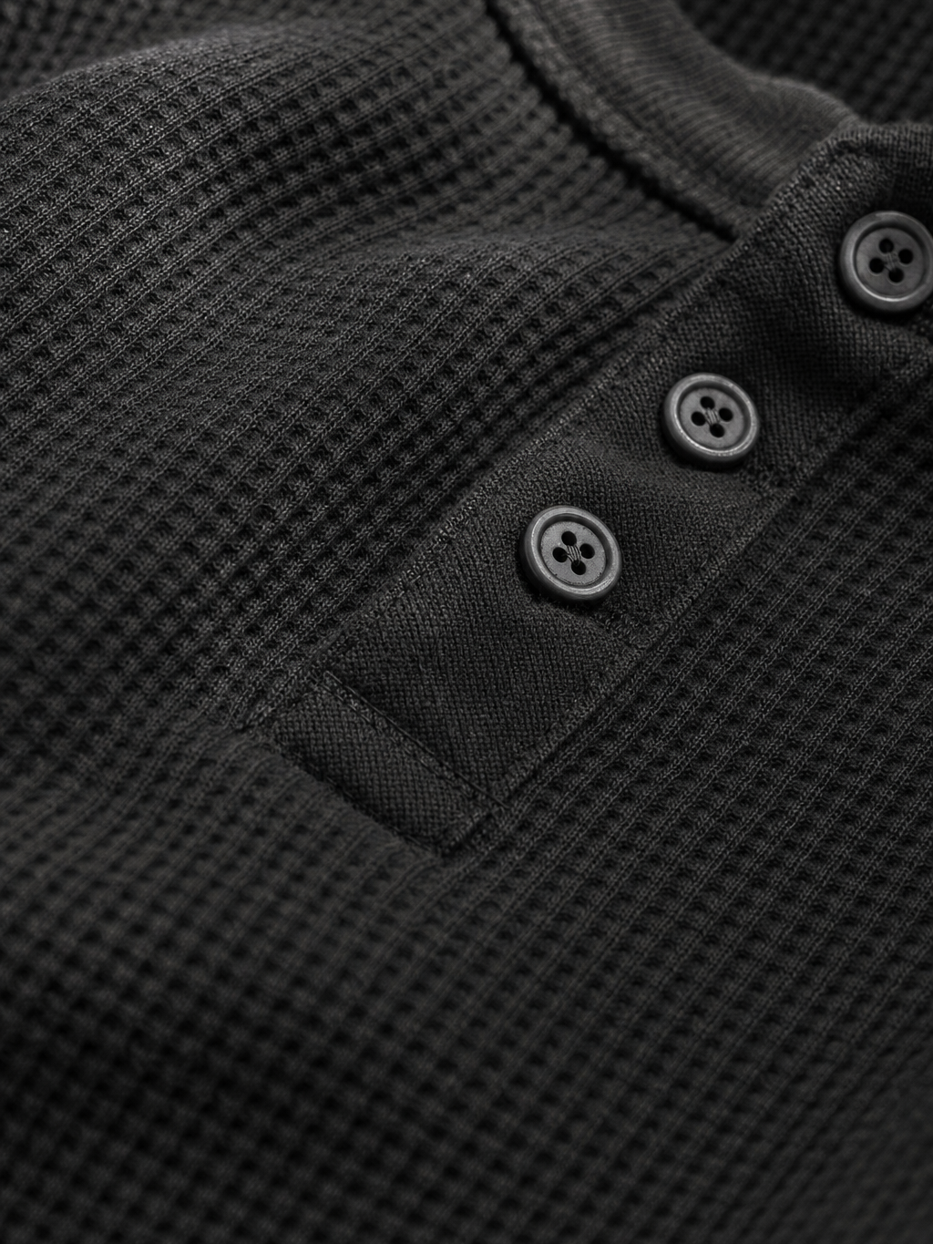 Reserve Waffle Henley T-Shirt - Obsidian Black