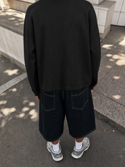 Reserve Relaxed Waffle Tee - Obsidian Black – model back