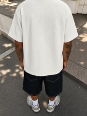 Classic Gridweave Box Fit Tee - Ivory – model back