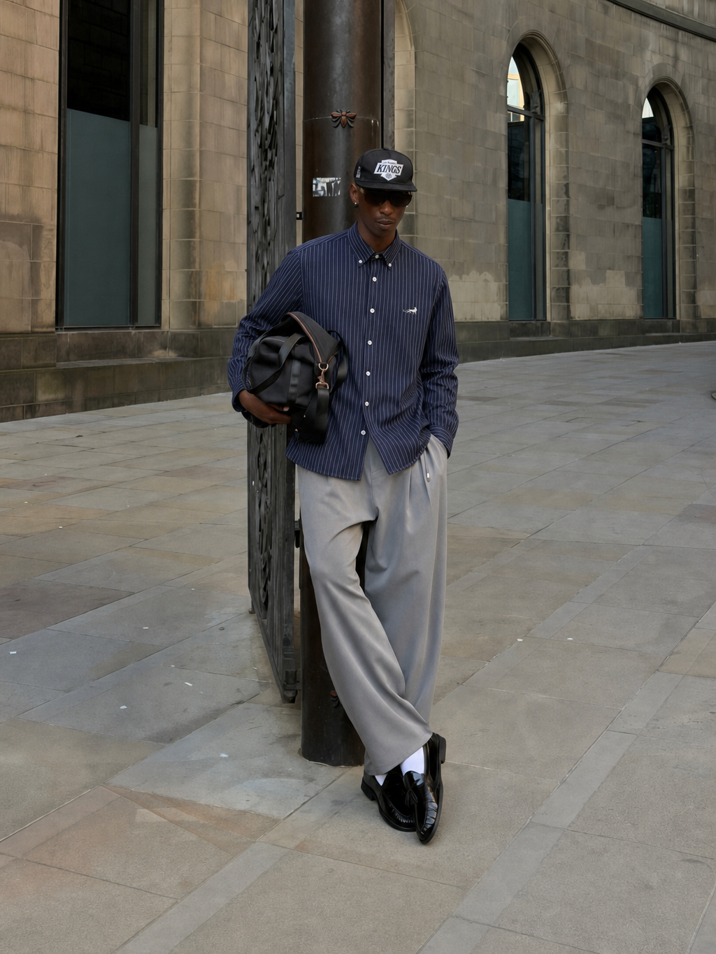 Valencrest Signature Stripe Shirt - Imperial Navy – model front