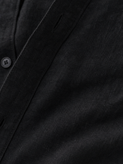 Viremont Premium Linen Shirt - Obsidian Black – close-up detail