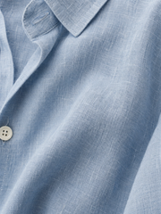 Viremont Premium Linen Shirt - Sky Mist – close-up detail