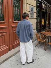 Harbor Linen Blend Shirt - Slate Blue – model back