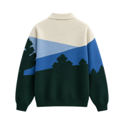 Alpine Landscape Polo Sweater – Forest Green